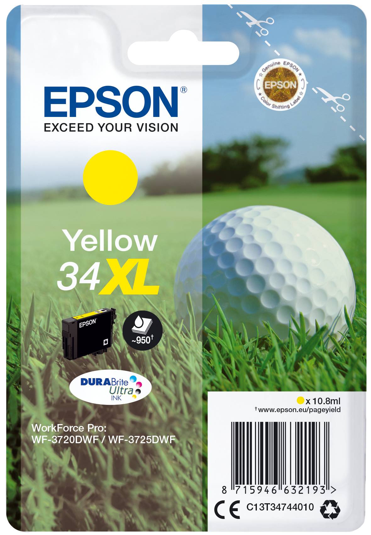 Epson Druckerpatrone T3474, 34XL Original Gelb C13T34744010