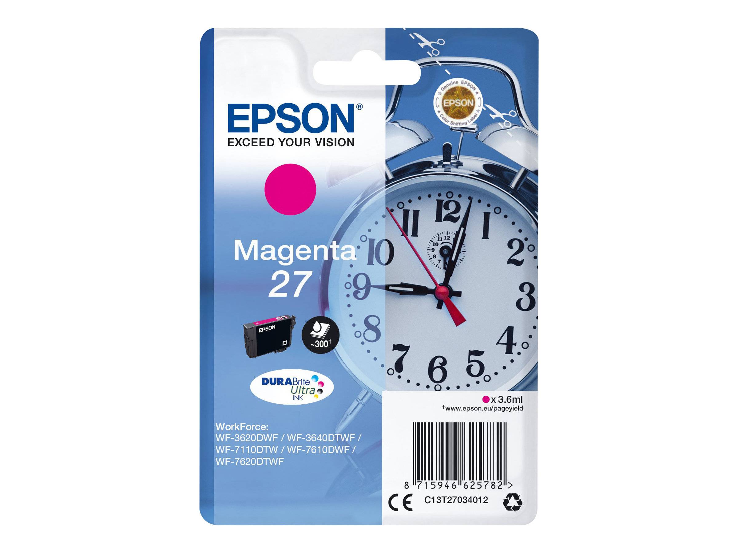 Epson Druckerpatrone T2703, 27 Original Magenta C13T27034012