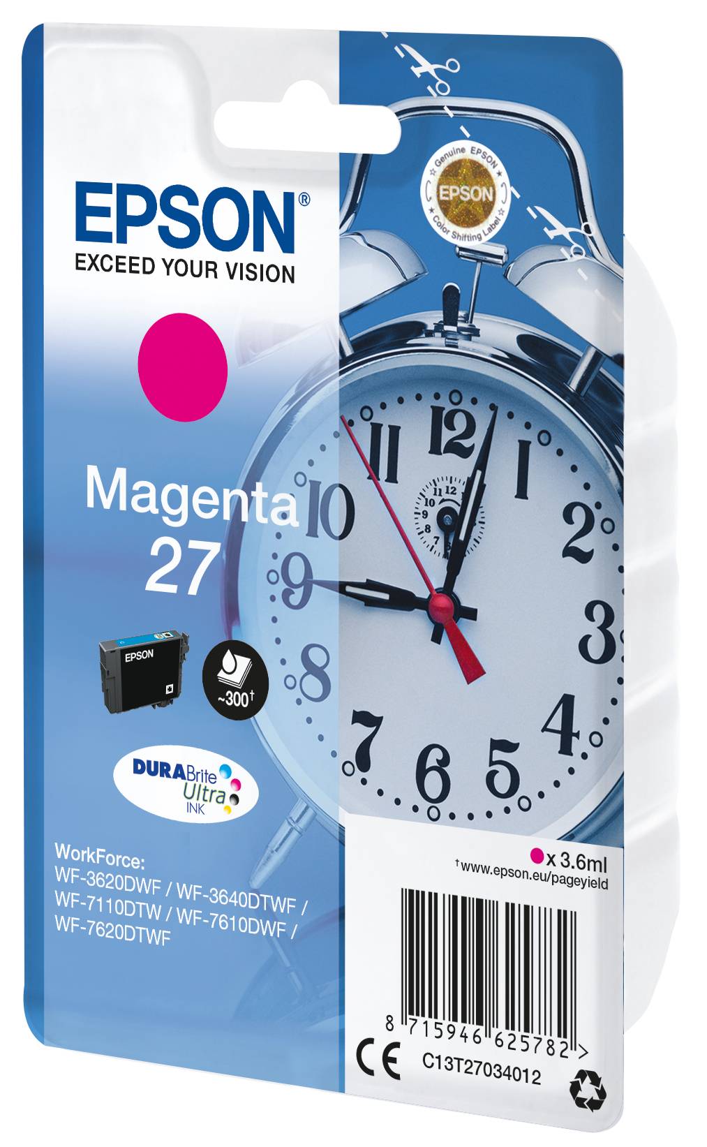 Epson Druckerpatrone T2703, 27 Original Magenta C13T27034012