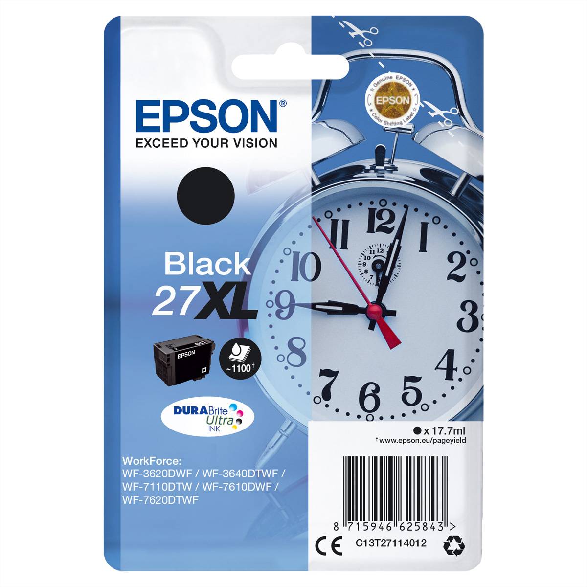 Epson Druckerpatrone T2711, 27XL Original Schwarz C13T27114012