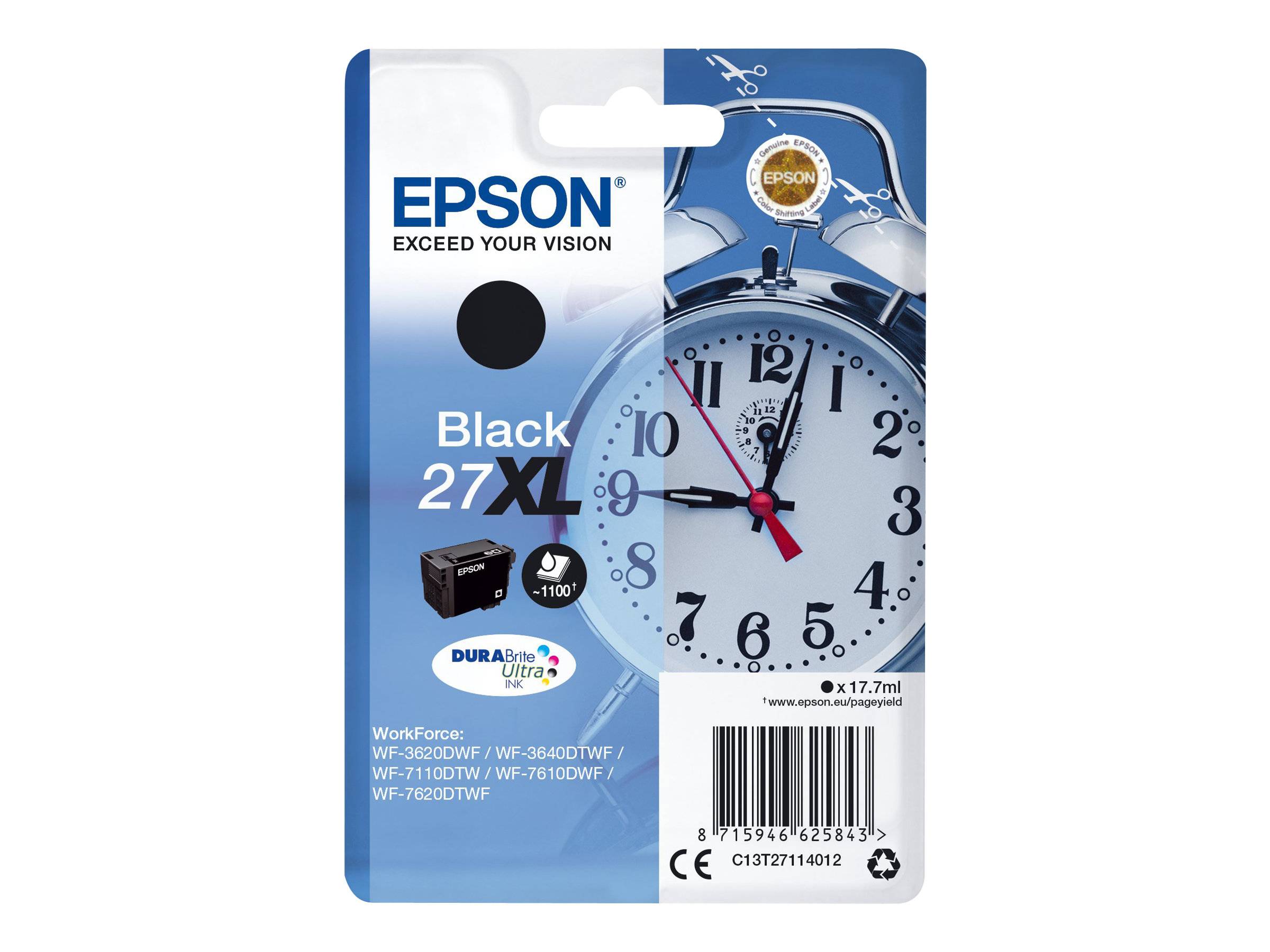Epson Druckerpatrone T2711, 27XL Original Schwarz C13T27114012