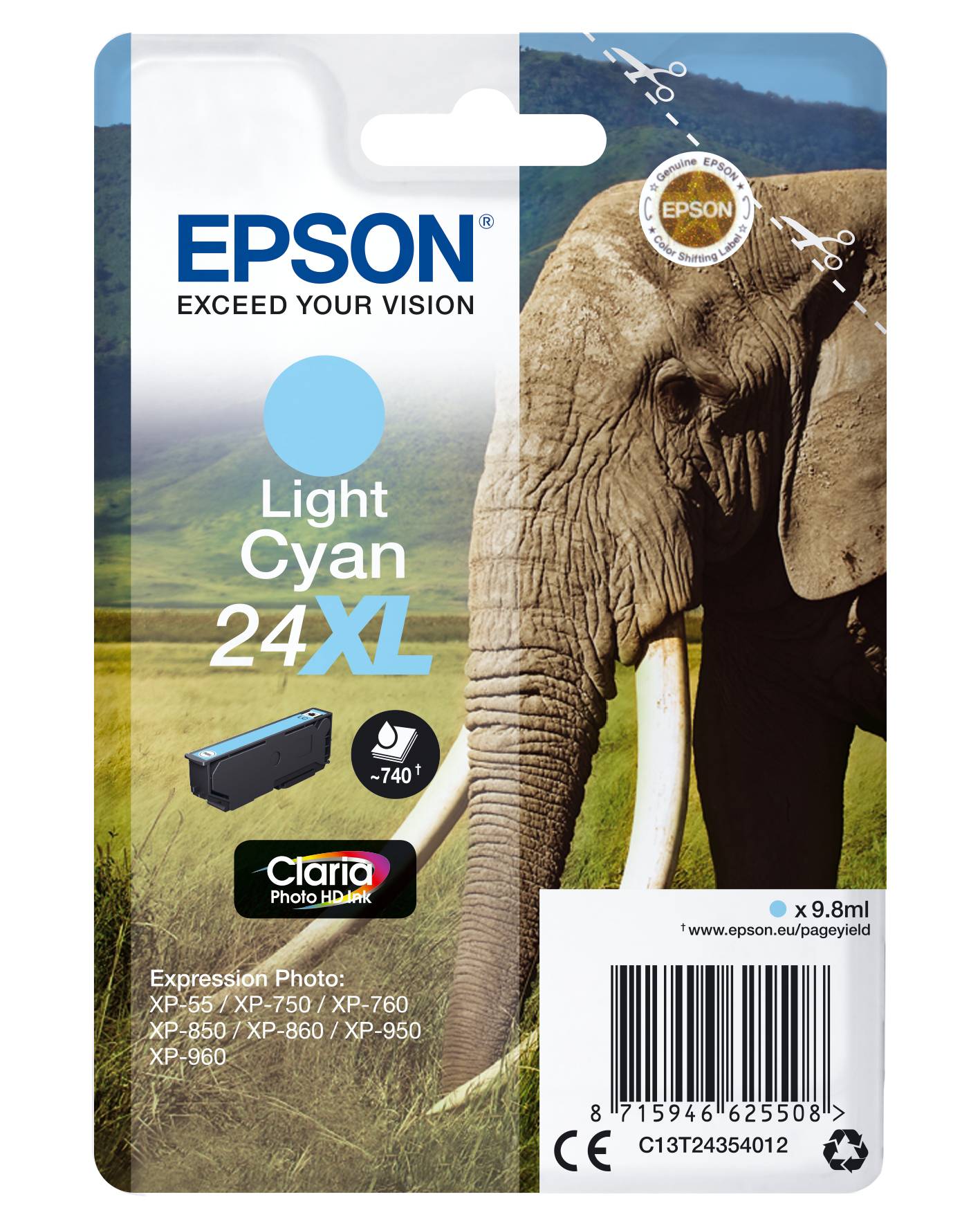 Epson 24XL - 9.8 ml - XL - Cyan - Original - Tintenpatrone
