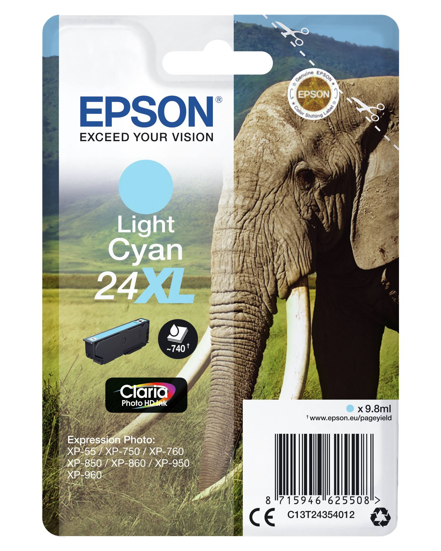 Epson 24XL - 9.8 ml - XL - Cyan - Original - Tintenpatrone