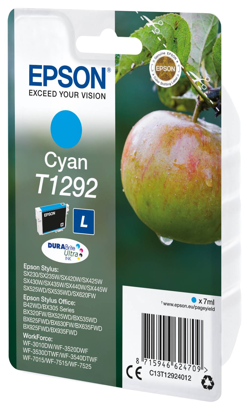 Epson Druckerpatrone T1292 Original Cyan C13T12924012