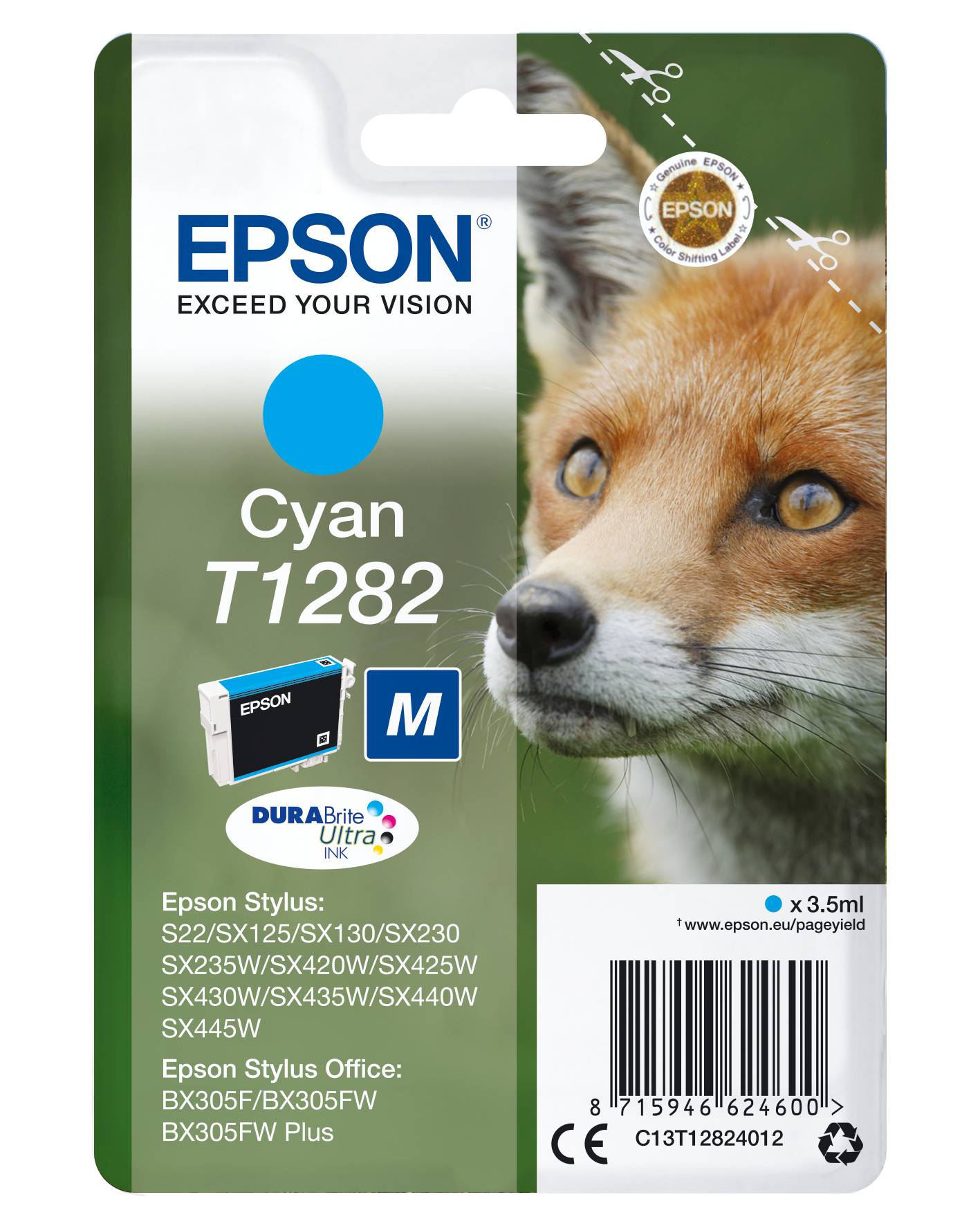 Epson Druckerpatrone T1282 Original Cyan C13T12824012