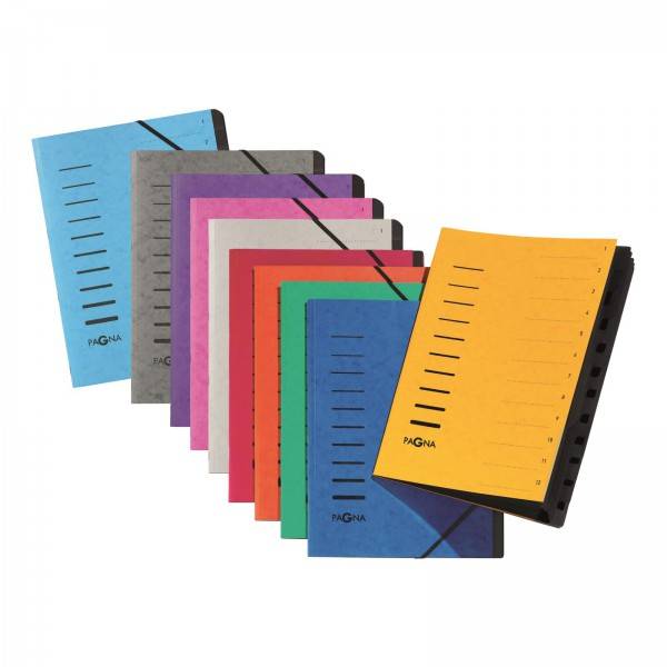 PAGNA Ordnungsmappe DIN A4 280g/m² Pressspankarton grün 12 Fächer
