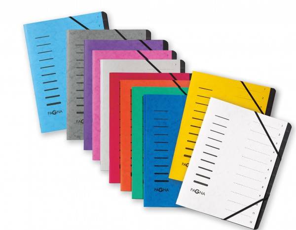 PAGNA Ordnungsmappe DIN A4 280g/m² Pressspankarton grün 12 Fächer