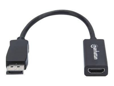 Manhattan DisplayPort 1.1 to HDMI Adapter Cable, 1080p@60Hz, Male to Female, Black, DP With Latch, Not Bi-Directional, T