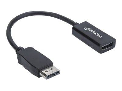 Manhattan DisplayPort 1.1 to HDMI Adapter Cable, 1080p@60Hz, Male to Female, Black, DP With Latch, Not Bi-Directional, T