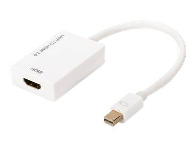 Digitus AK-340416-002-W Mini-DisplayPort / HDMI Adapter [1x Mini-DisplayPort Stecker - 1x HDMI-Buchse] Weiß 4K UHD, doppelt geschirmt 20.00 cm