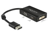 Delock 62656 DisplayPort / VGA / HDMI / DVI Adapter [1x DisplayPort Stecker - 1x VGA-Buchse, HDMI-Buchse, DVI-Buchse 24+1pol.] Schwarz mit