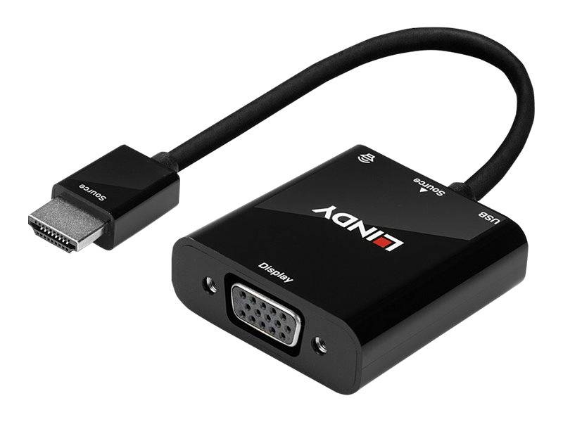 LINDY HDMI / VGA Adapterkabel HDMI-A Stecker, VGA 15pol. Buchse 0.10 m Schwarz 38285 HDMI-Kabel
