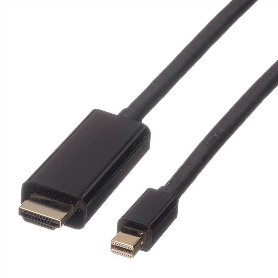 Roline Mini-DisplayPort / HDMI Adapterkabel Mini DisplayPort Stecker, HDMI-A Stecker 2.00 m Schwarz 11.04.5796 Geschirmt DisplayPort-Kabel