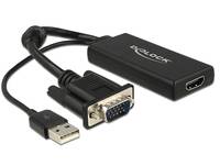 Delock 62668 VGA / HDMI Adapter [1x VGA-Stecker - 1x HDMI-Buchse] Schwarz 25.00 cm