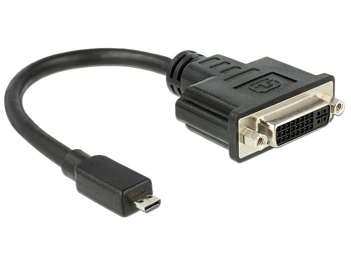 Delock 65563 HDMI / DVI Adapter [1x HDMI-Stecker D Micro - 1x DVI-Buchse 24+5pol.] Schwarz 20.00 cm