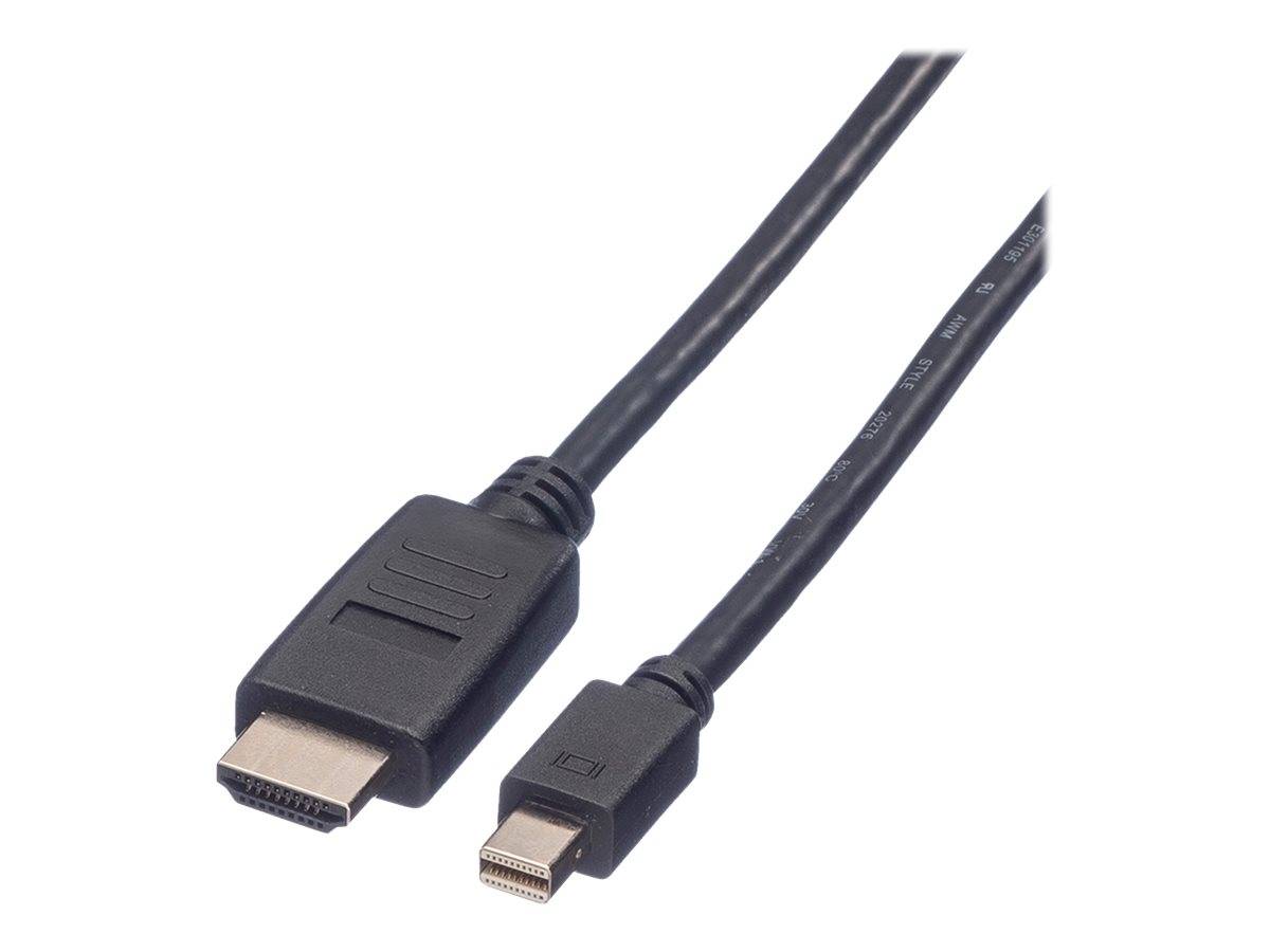 Value Mini-DisplayPort / HDMI Adapterkabel Mini DisplayPort Stecker, HDMI-A Stecker 2.00 m Schwarz 11.99.5791 Geschirmt DisplayPort-Kabel