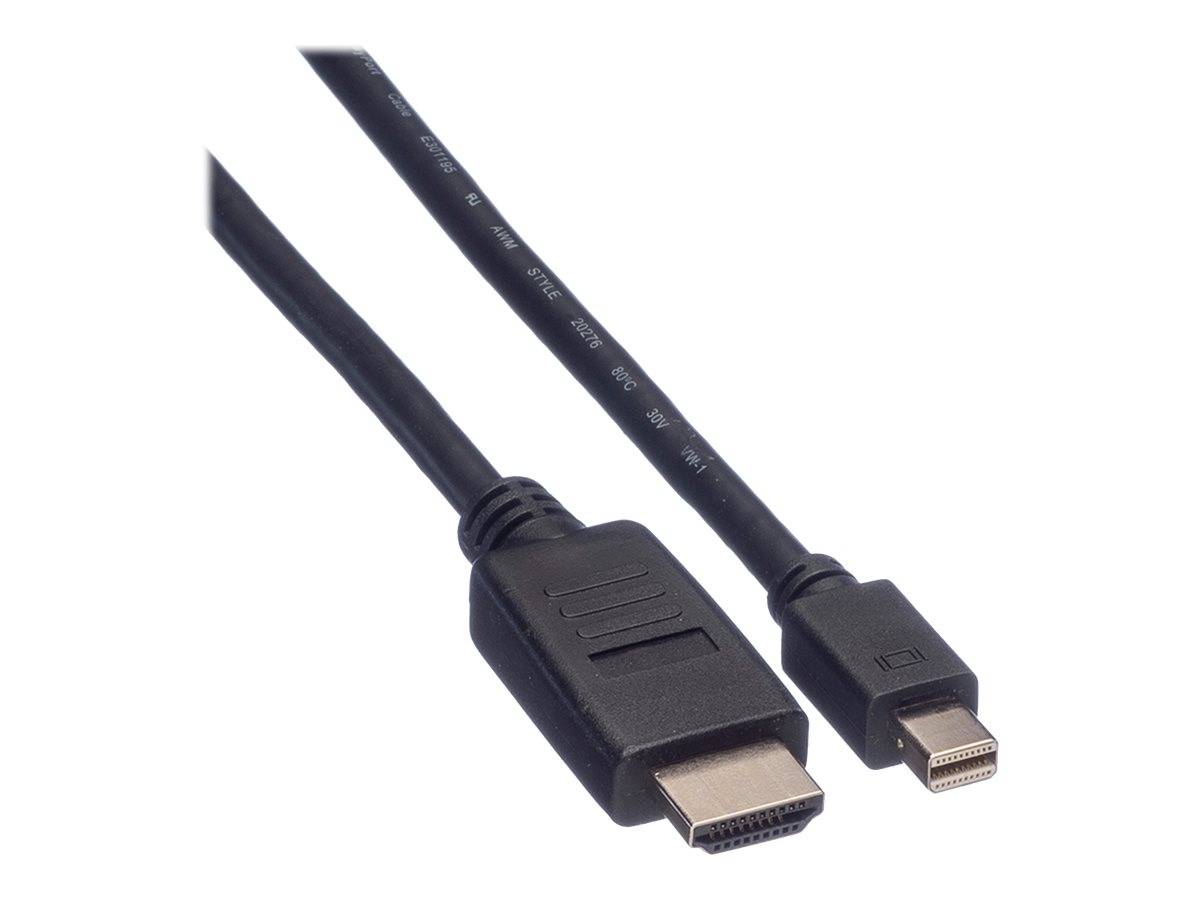 Value Mini-DisplayPort / HDMI Adapterkabel Mini DisplayPort Stecker, HDMI-A Stecker 2.00 m Schwarz 11.99.5791 Geschirmt DisplayPort-Kabel
