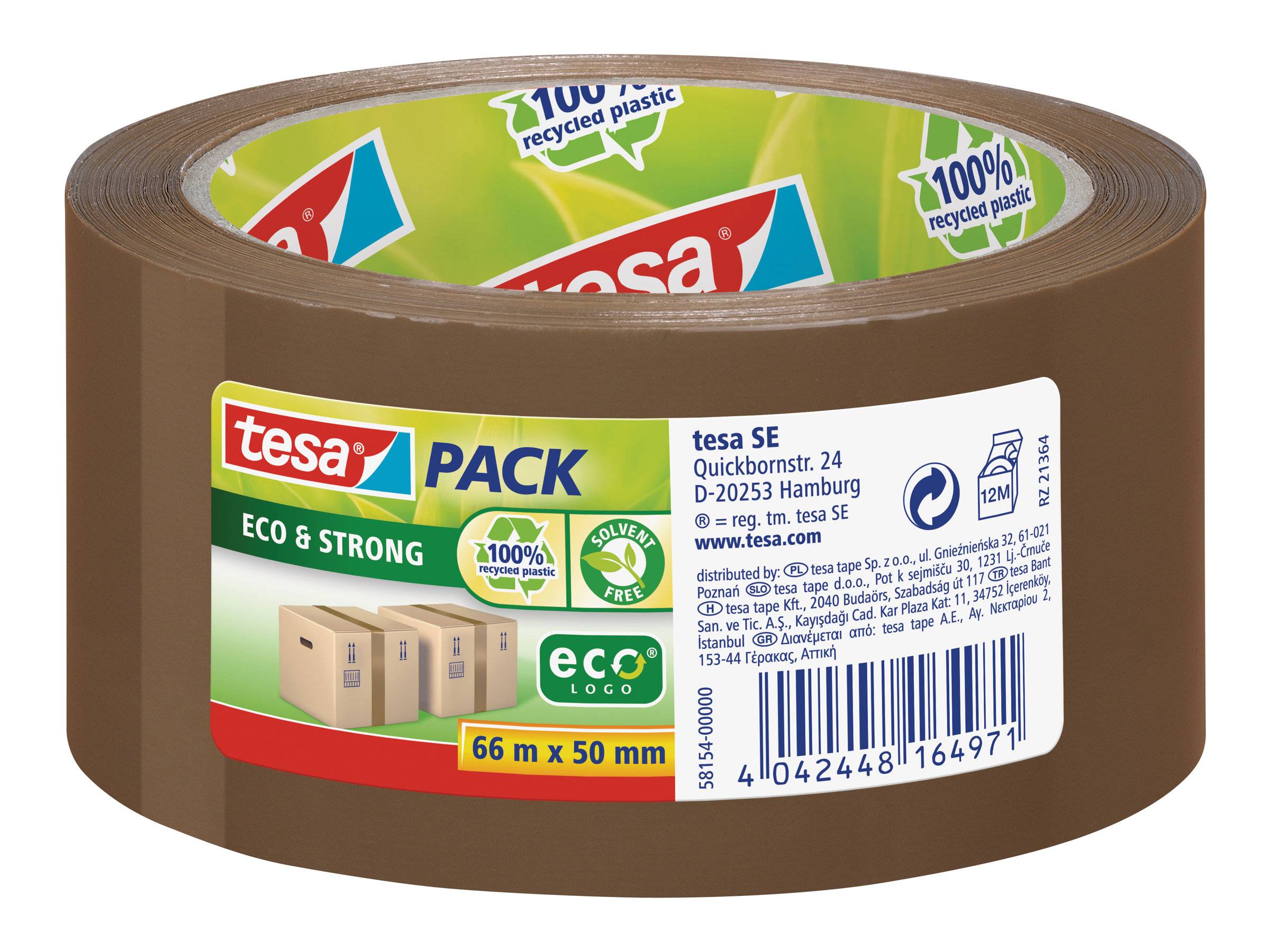 tesa ECO & STRONG 58154-00000-00 Packband tesapack® Braun (L x B) 66 m x 50 mm 1 St.