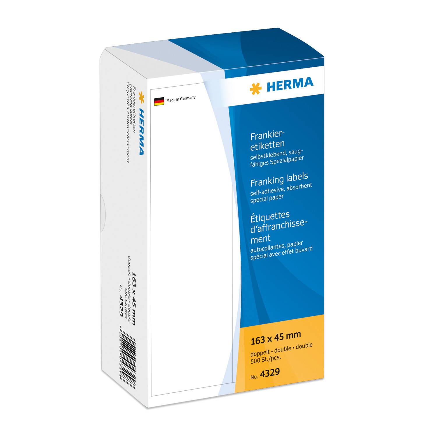 HERMA Franking labels - Selbstklebend - weiß - 163 x 45 mm 500 Etikett(en) (250 Bogen x 2)