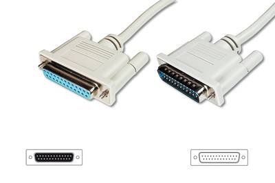 Digitus Seriell, Parallel Verlängerungskabel [1x D-SUB-Stecker 25pol. - 1x D-SUB-Buchse 25pol.] 10.00 m Grau