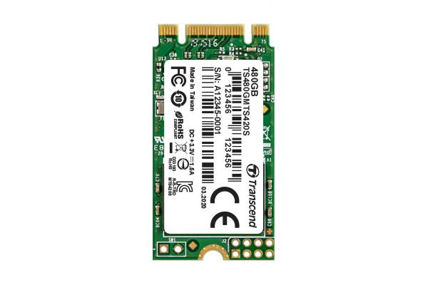 Transcend 420S 480 GB Interne M.2 SATA SSD 2242 M.2 SATA 6 Gb/s Retail TS480GMTS420S