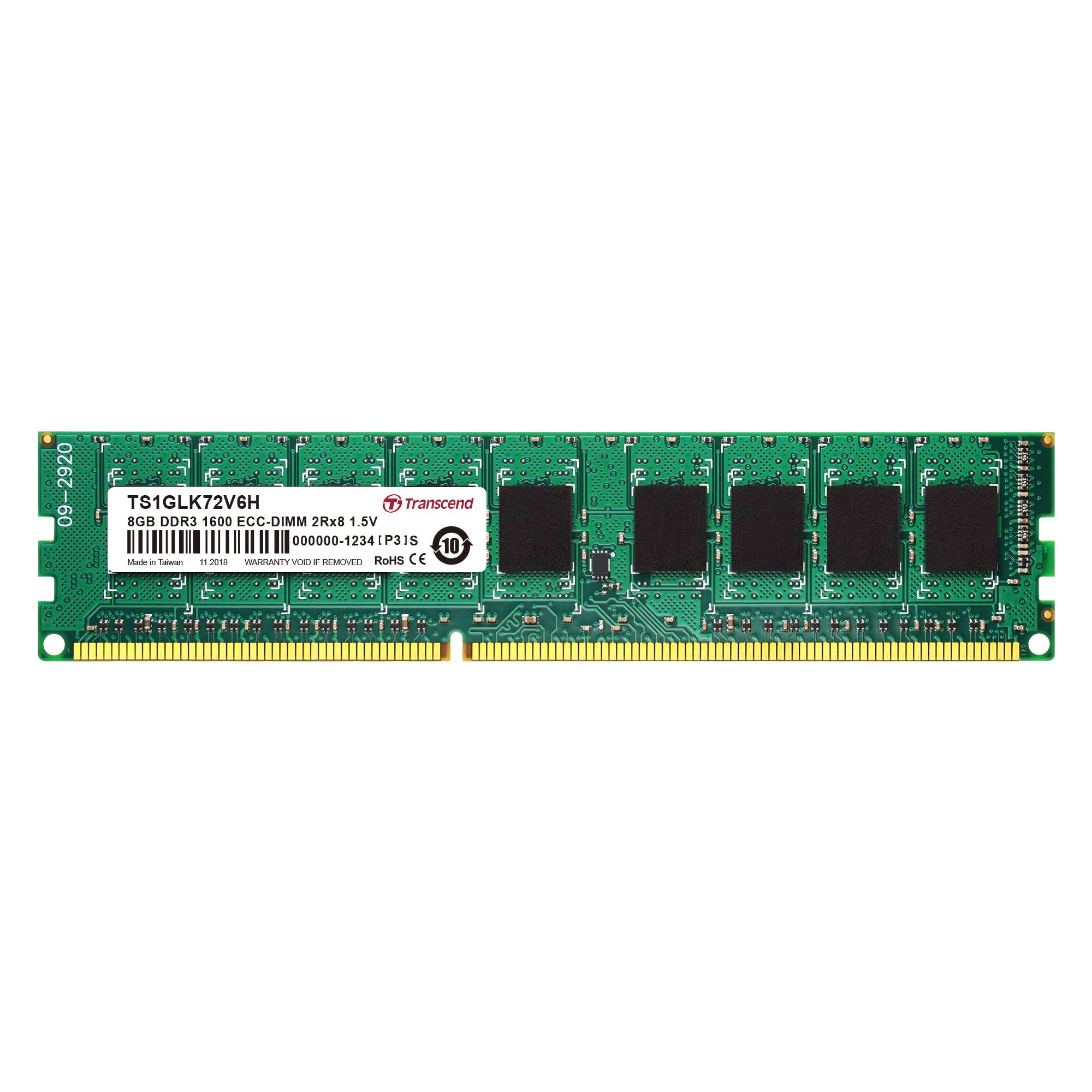 Transcend TS1GLK72V6H PC-Arbeitsspeicher Modul Industrial DDR3 8 GB 1 x 8 GB ECC 1600 MHz 240pin DIMM CL11 11-11-11 TS1GLK72V6H