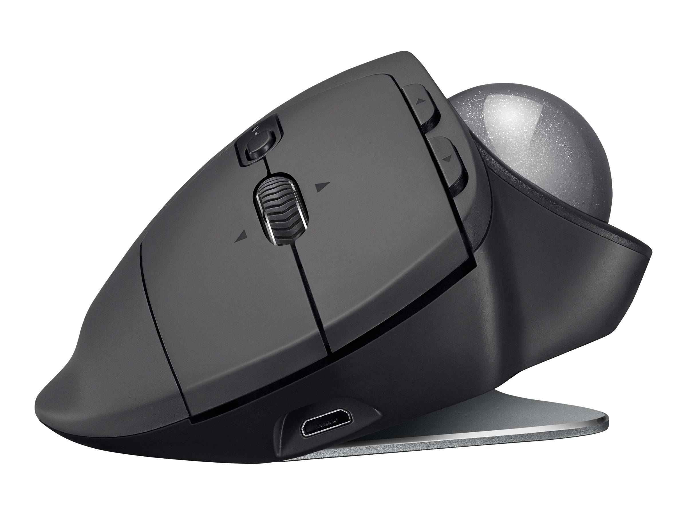 Logitech MX Ergo Trackball Bluetooth®, Funk Optisch Schwarz 8 Tasten 380 dpi Ergonomisch, Integrierter Trackball, Wiederaufladbar