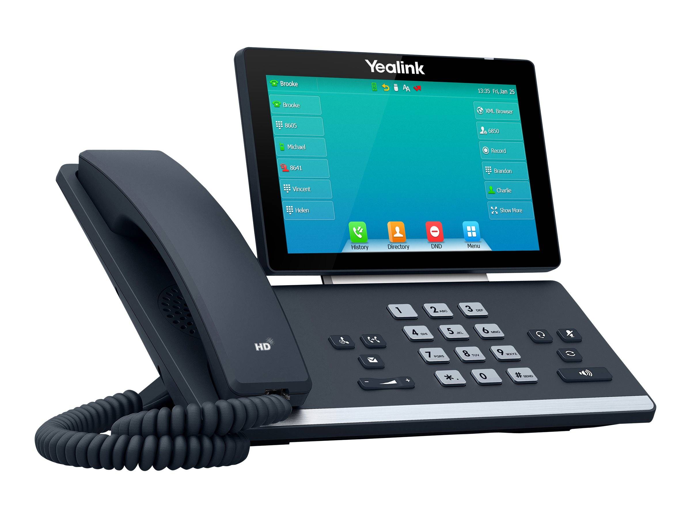 Yealink SIP-T57W Schnurgebundenes Telefon, VoIP Bluetooth, Freisprechen, für Hörgeräte kompatibel, Headsetanschluss, Optische