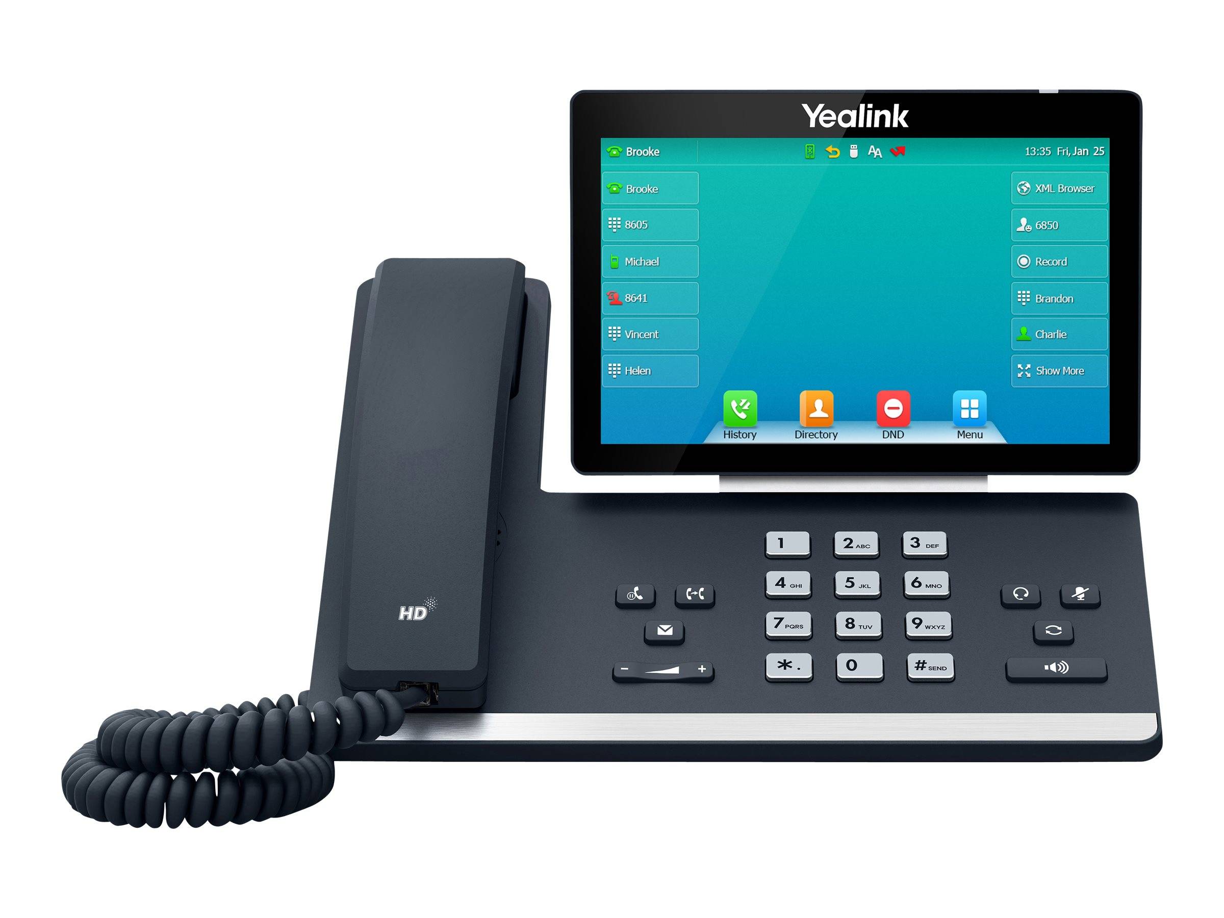 Yealink SIP-T57W Schnurgebundenes Telefon, VoIP Bluetooth, Freisprechen, für Hörgeräte kompatibel, Headsetanschluss, Optische