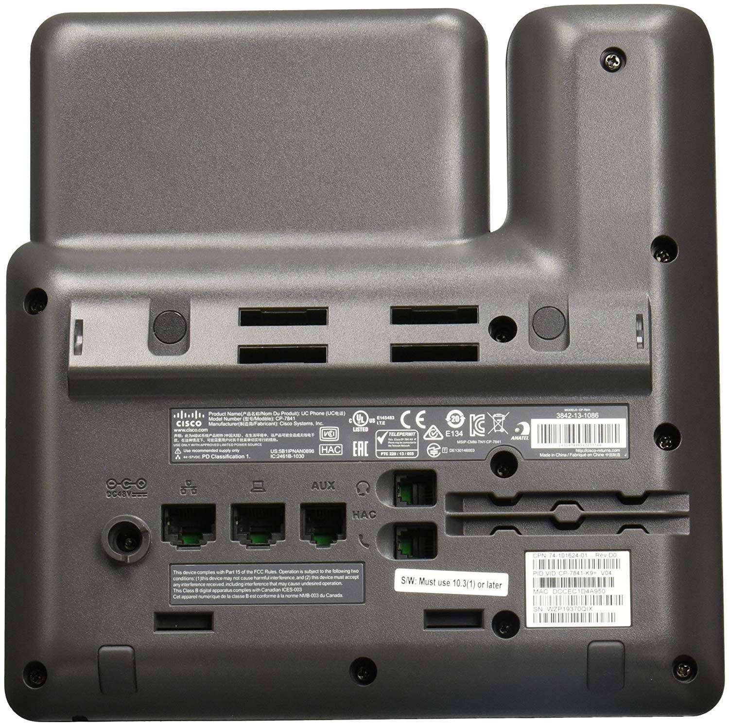 Cisco UC Phone 7841 Systemtelefon,VoIP LC-Display Schwarz, Silber