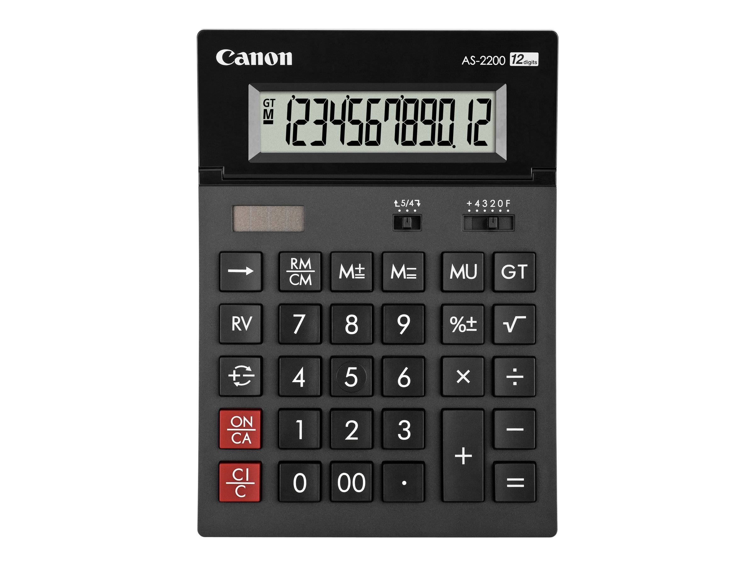 Canon AS-2200 Tischrechner Dunkelgrau Display (Stellen): 12 solarbetrieben, batteriebetrieben (L x B x H) 34 x 140 x 34 mm