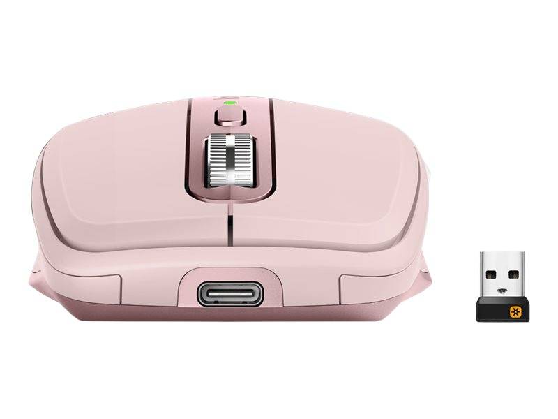 Logitech MX Anywhere 3 Maus Bluetooth®, Funk Laser Rosa 6 Tasten 1000 dpi Wiederaufladbar