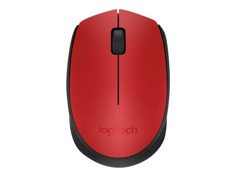 Logitech M171 Maus Kabellos, Funk Optisch Rot, Schwarz 3 Tasten 1000 dpi
