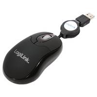LogiLink ID0016 Maus USB Optisch Schwarz 3 Tasten 800 dpi Kabeleinzug
