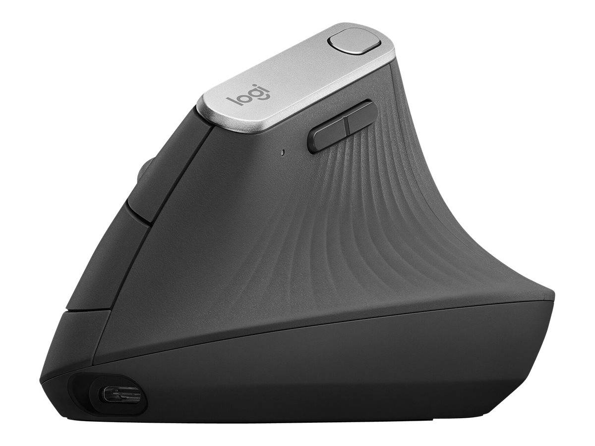 Logitech MX Vertical Ergonomische Maus Bluetooth®, Funk Optisch Schwarz, Silber 4 Tasten 4000 dpi Ergonomisch