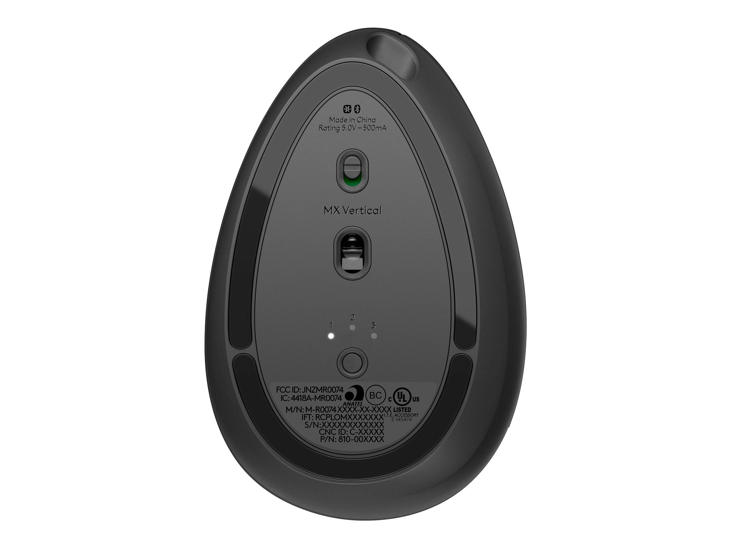 Logitech MX Vertical Ergonomische Maus Bluetooth®, Funk Optisch Schwarz, Silber 4 Tasten 4000 dpi Ergonomisch