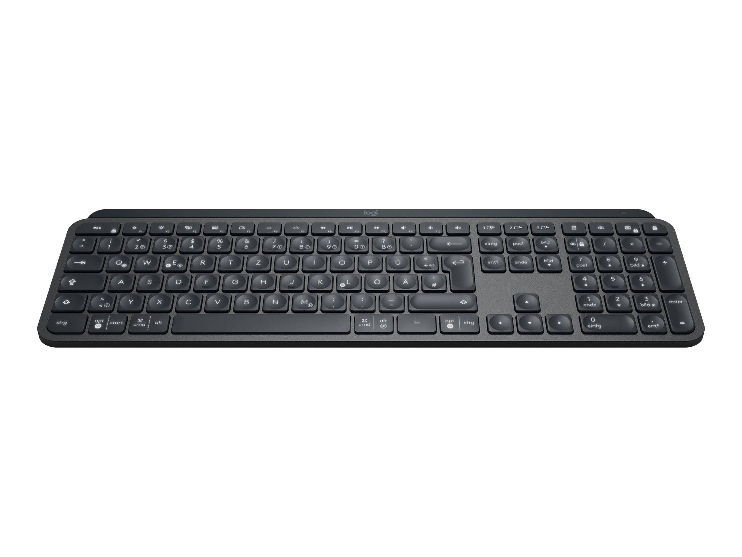 Logitech MX Keys Bluetooth® Tastatur Deutsch, QWERTZ Graphit Beleuchtet, Ergonomisch, Multipair-Funktion