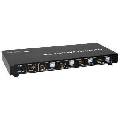 TECHly IDATA-KVM-HDMI4U 4 Port KVM-Umschalter HDMI USB 3840 x 2160 Pixel
