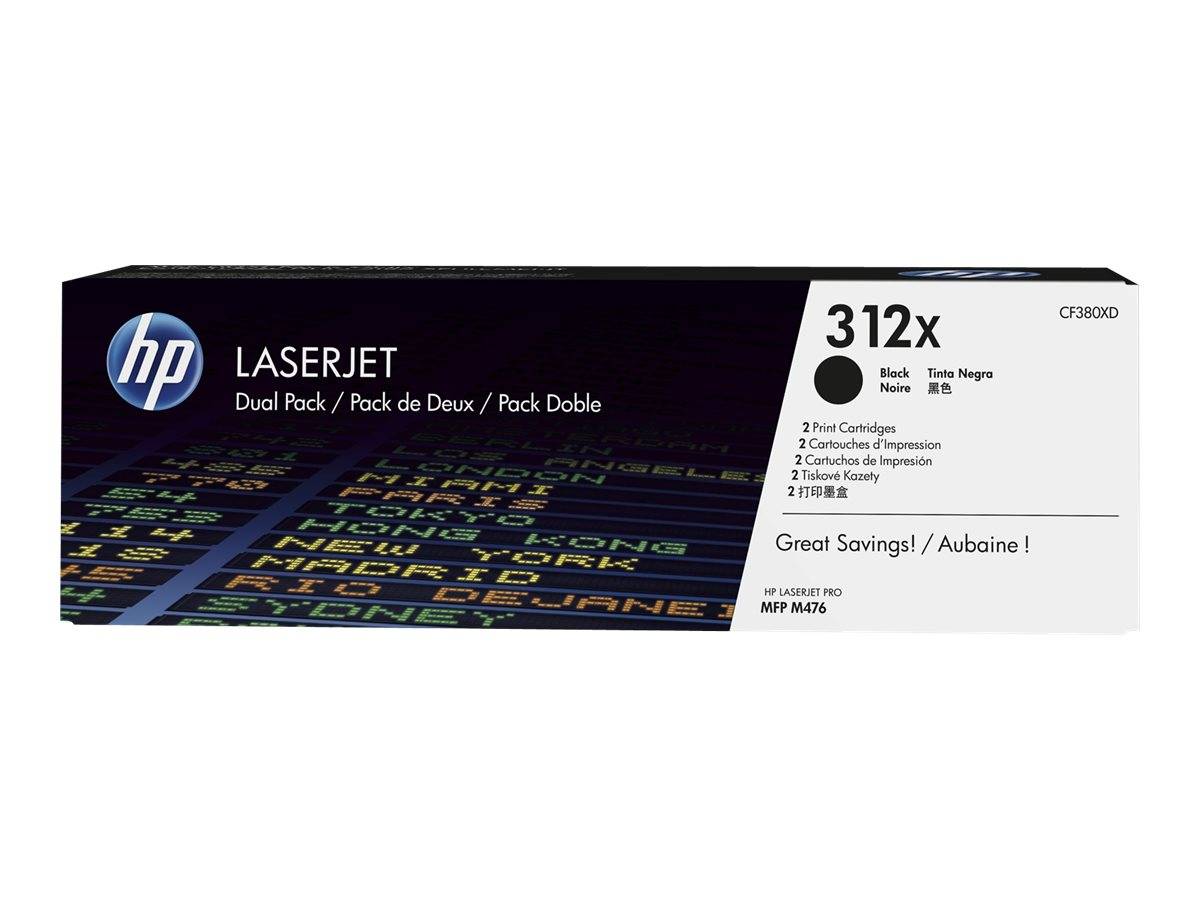 HP 312X - 2er-Pack - Hohe Ergiebigkeit - Schwarz - Original - LaserJet - Tonerpatrone (CF380X)