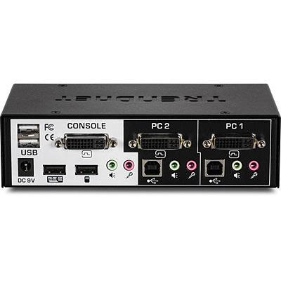TRENDnet KVM Switch 2-Port DVI/USB/Audio mit Kabeln Signalsteuerung KVM KVM Switches