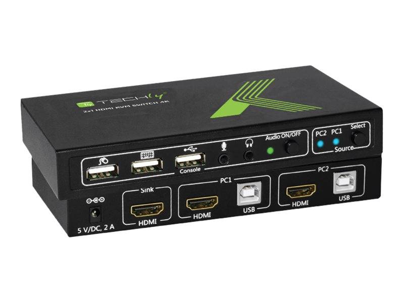 TECHly IDATA-KVM-HDMI2U 2 Port KVM-Umschalter HDMI USB 3840 x 2160 Pixel