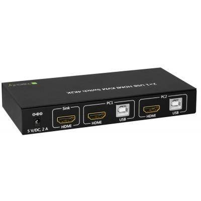 TECHly IDATA-KVM-HDMI2U 2 Port KVM-Umschalter HDMI USB 3840 x 2160 Pixel