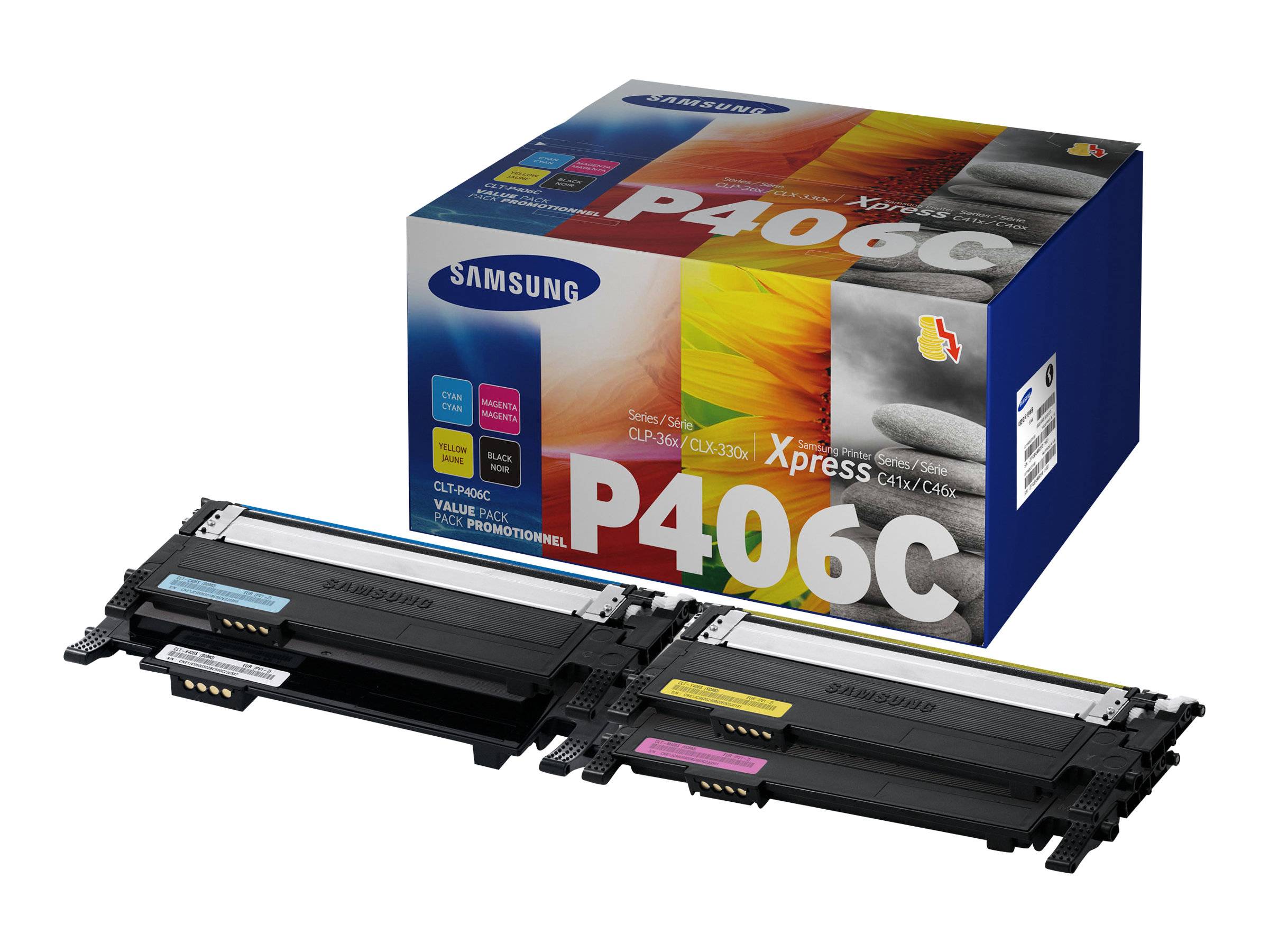 HP Toner Samsung CLT-P406C Original Kombi-Pack Schwarz, Cyan, Magenta, Gelb 1500 Seiten SU375A