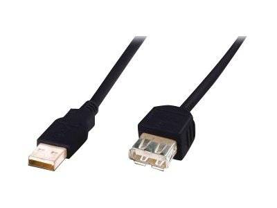 Digitus USB-Kabel USB 2.0 USB-A Stecker, USB-A Buchse 1.80 m Schwarz AK-300202-018-S