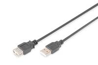 Digitus USB-Kabel USB 2.0 USB-A Stecker, USB-A Buchse 1.80 m Schwarz AK-300202-018-S