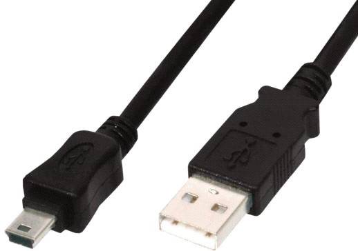 Digitus USB-Kabel USB 2.0 USB-A Stecker, USB-Mini-B Stecker 1.80 m Schwarz mit OTG-Funktion AK-300108-018-S