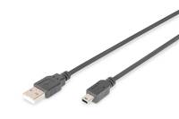 Digitus USB-Kabel USB 2.0 USB-A Stecker, USB-Mini-B Stecker 1.80 m Schwarz mit OTG-Funktion AK-300108-018-S