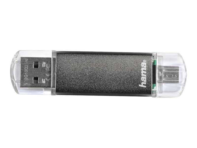 Hama FlashPen "Laeta Twin" USB-Zusatzspeicher Smartphone/Tablet Grau 64 GB USB 2.0, Micro USB 2.0