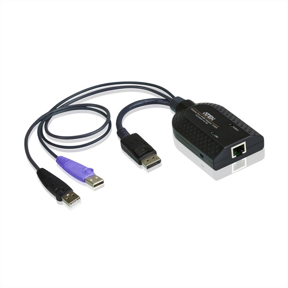 ATEN KVM Adapter [2x USB 2.0 Stecker A, DisplayPort Stecker - 1x RJ45-Buchse] 0.20 m Schwarz
