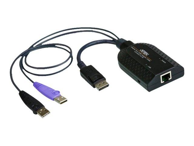ATEN KVM Adapter [2x USB 2.0 Stecker A, DisplayPort Stecker - 1x RJ45-Buchse] 0.20 m Schwarz